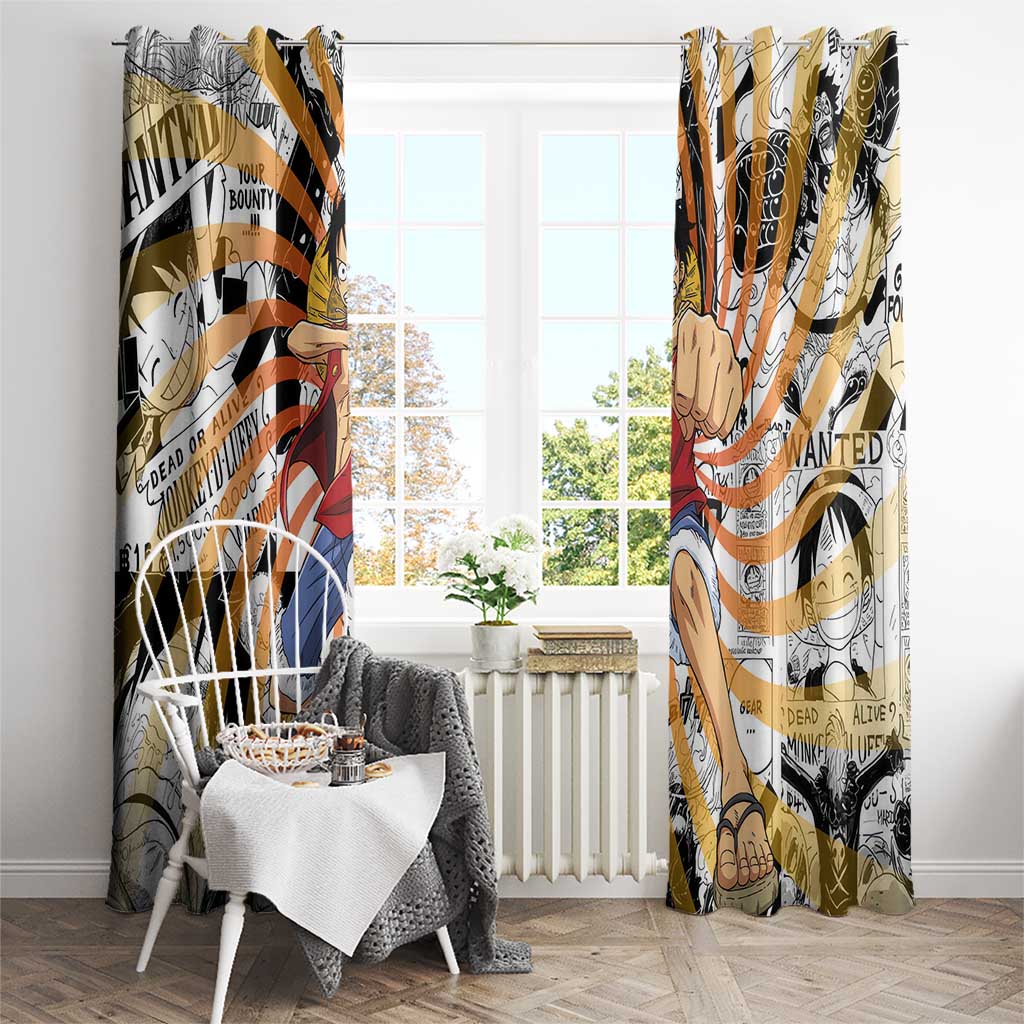 One Piece Blazing Force Luffy Window Curtain Anime Mix Manga Style