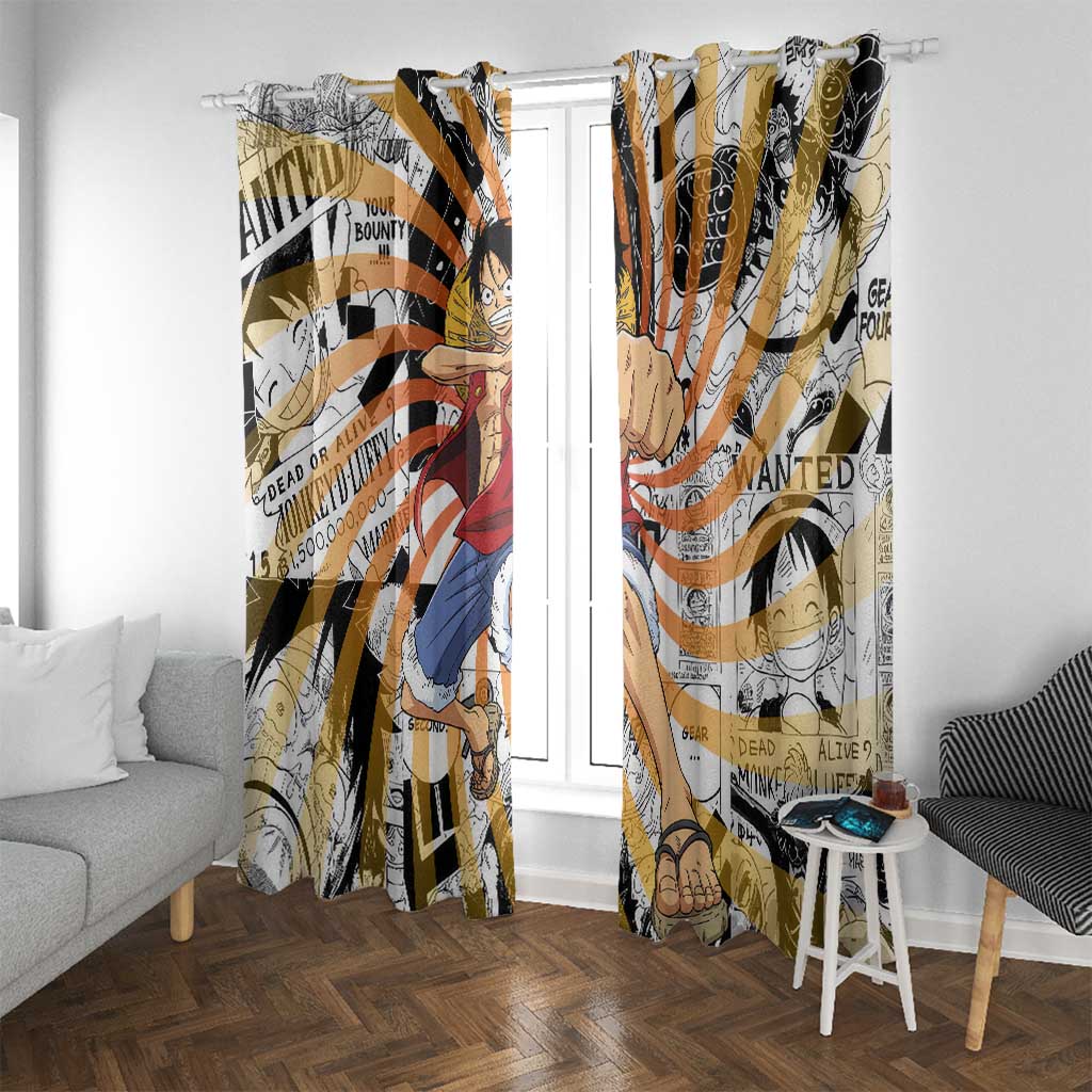 One Piece Blazing Force Luffy Window Curtain Anime Mix Manga Style