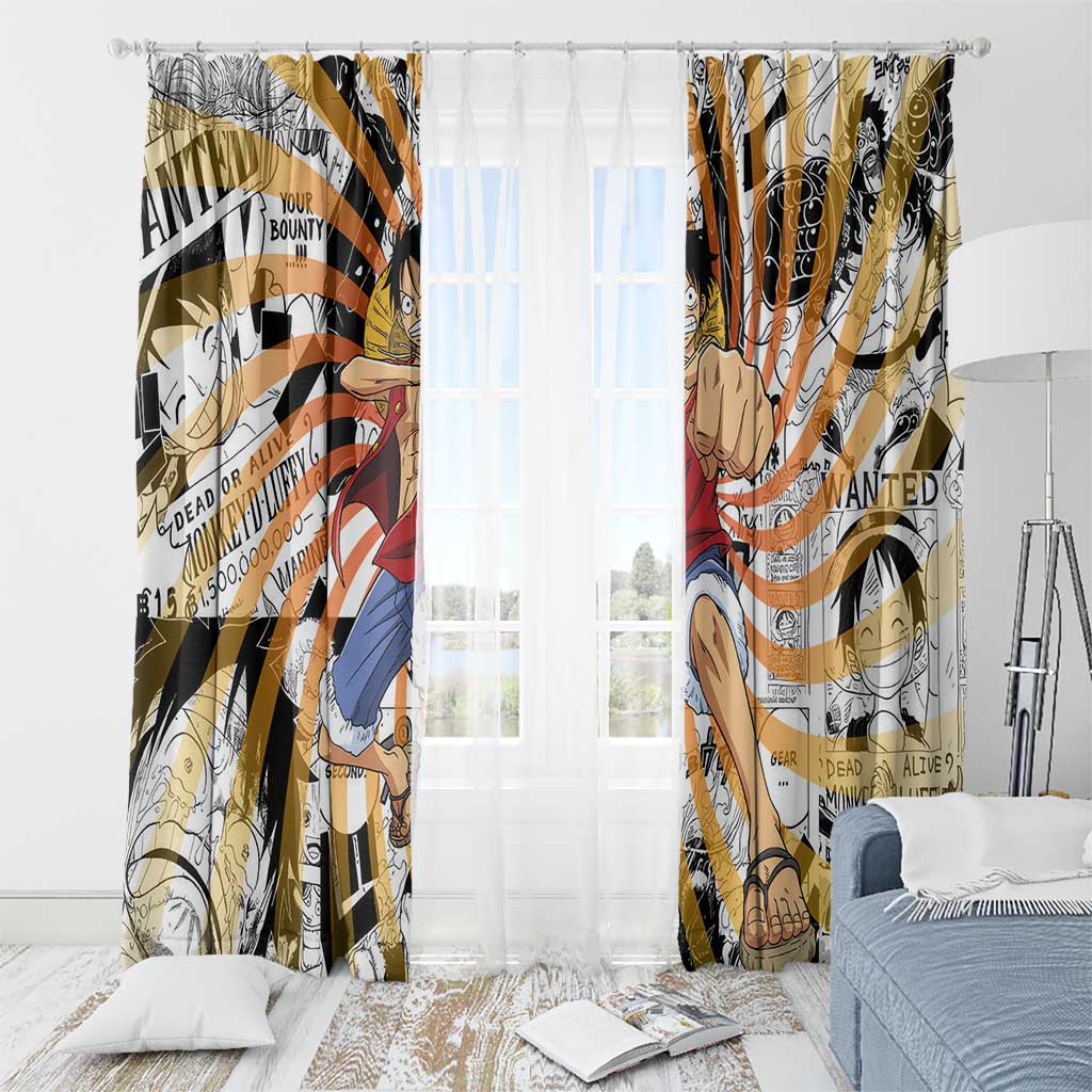 One Piece Blazing Force Luffy Window Curtain Anime Mix Manga Style