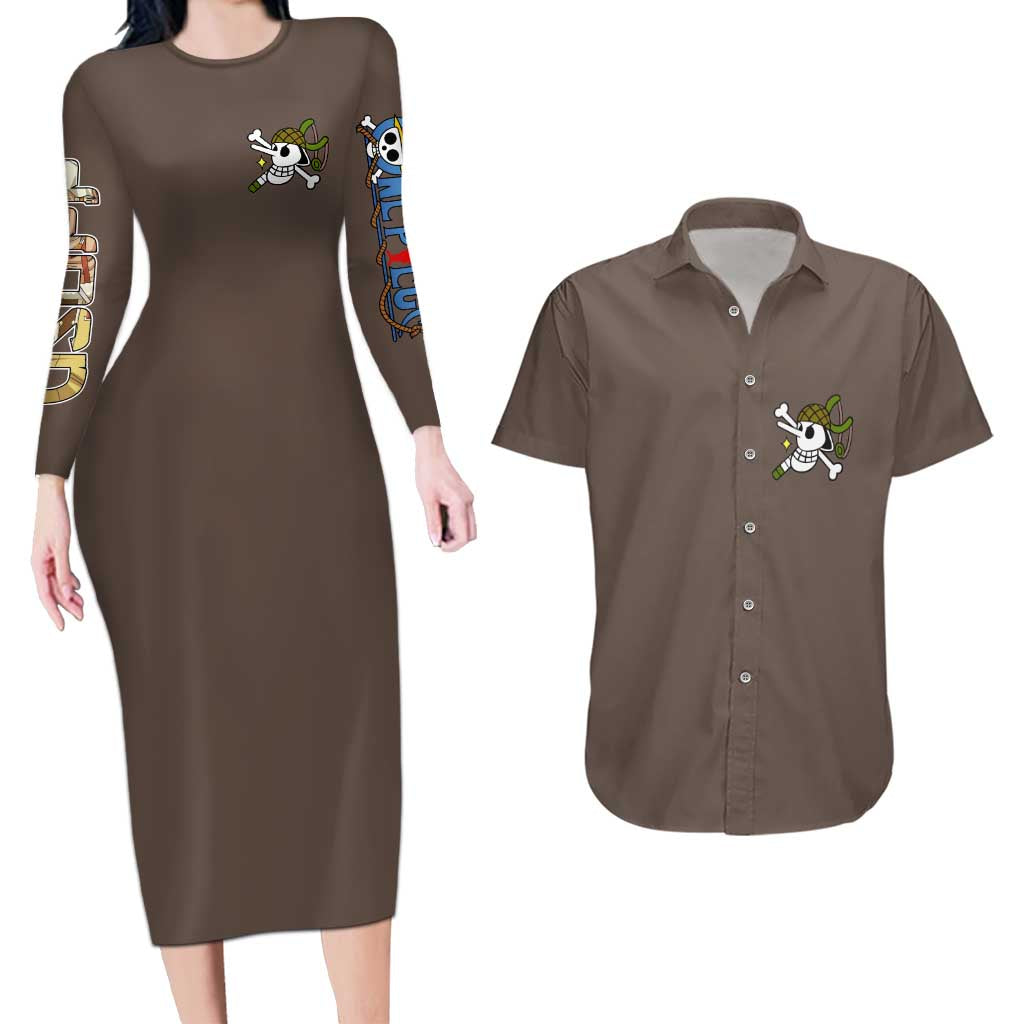 Usopp One Piece Streetwear Couples Matching Long Sleeve Bodycon Dress and Hawaiian Shirt Anime Style