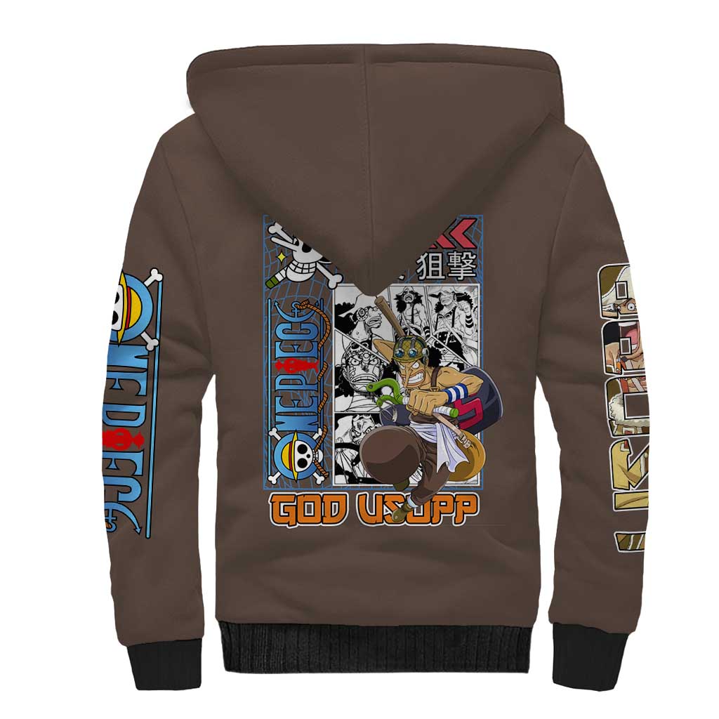 Usopp One Piece Streetwear Sherpa Hoodie Anime Style
