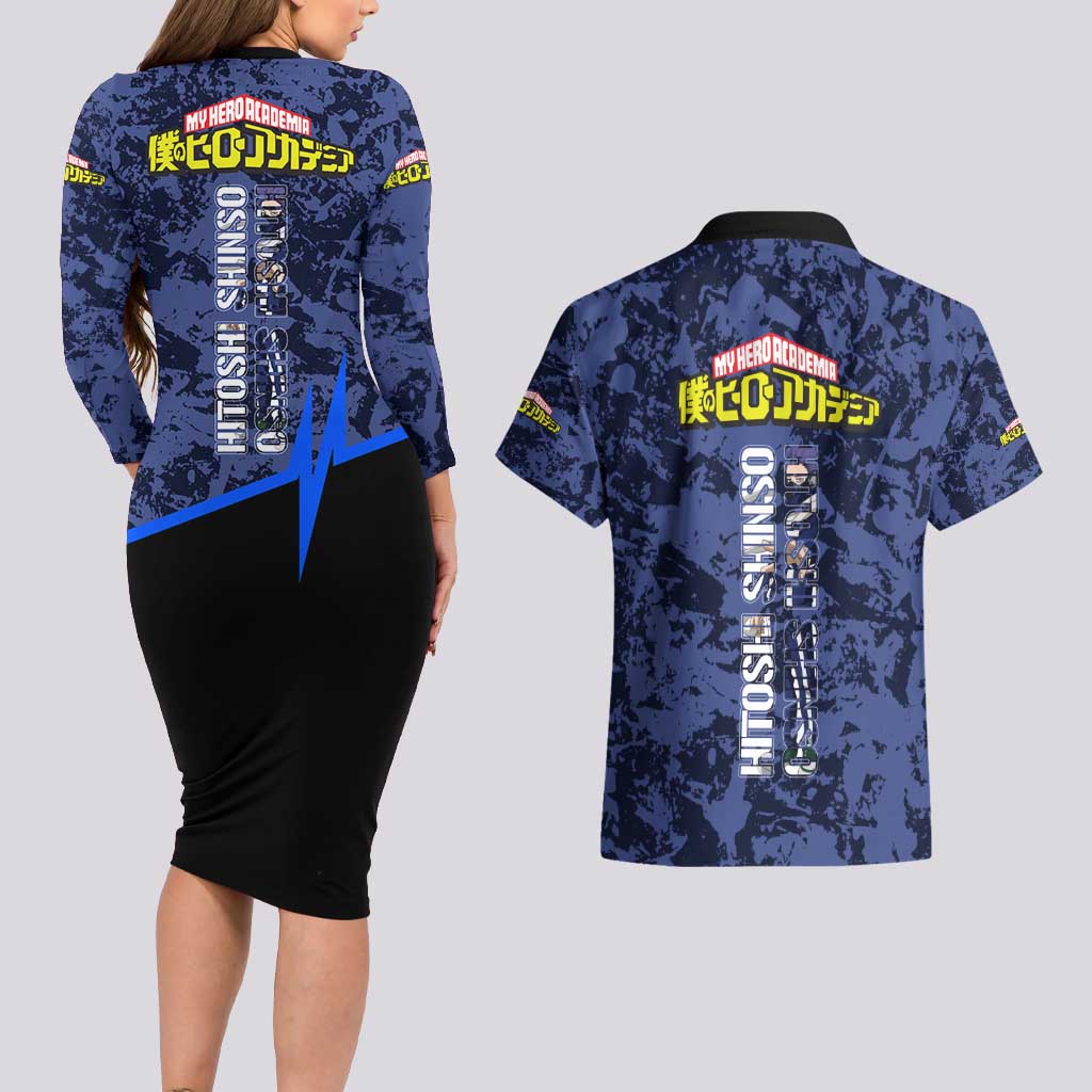 Hitoshi Shinso - My Hero Academia Couples Matching Long Sleeve Bodycon Dress and Hawaiian Shirt Anime Style