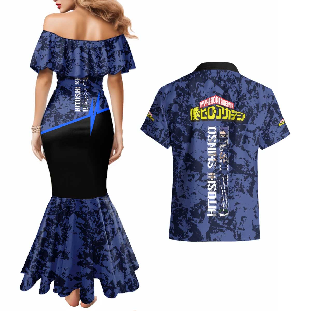 Hitoshi Shinso - My Hero Academia Couples Matching Mermaid Dress and Hawaiian Shirt Anime Style
