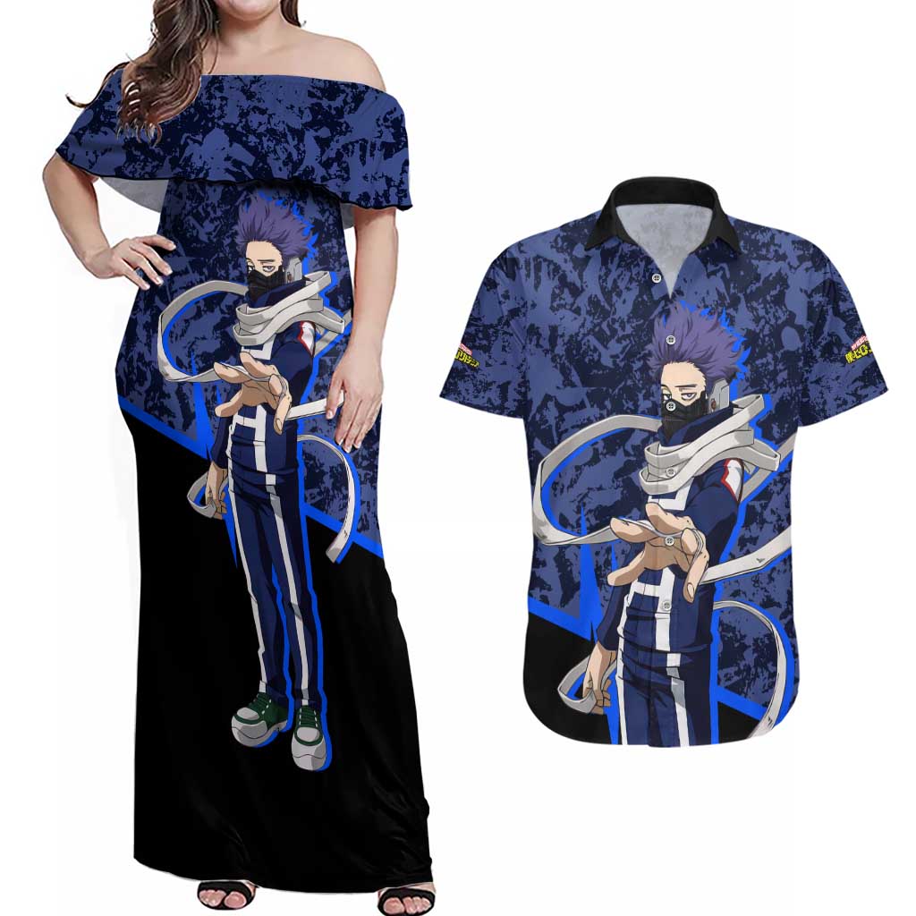 Hitoshi Shinso - My Hero Academia Couples Matching Off Shoulder Maxi Dress and Hawaiian Shirt Anime Style