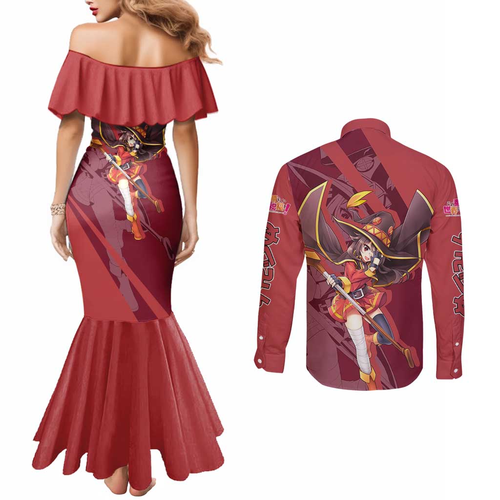 Megumin - KonoSuba Couples Matching Mermaid Dress and Long Sleeve Button Shirt Anime Style TS04