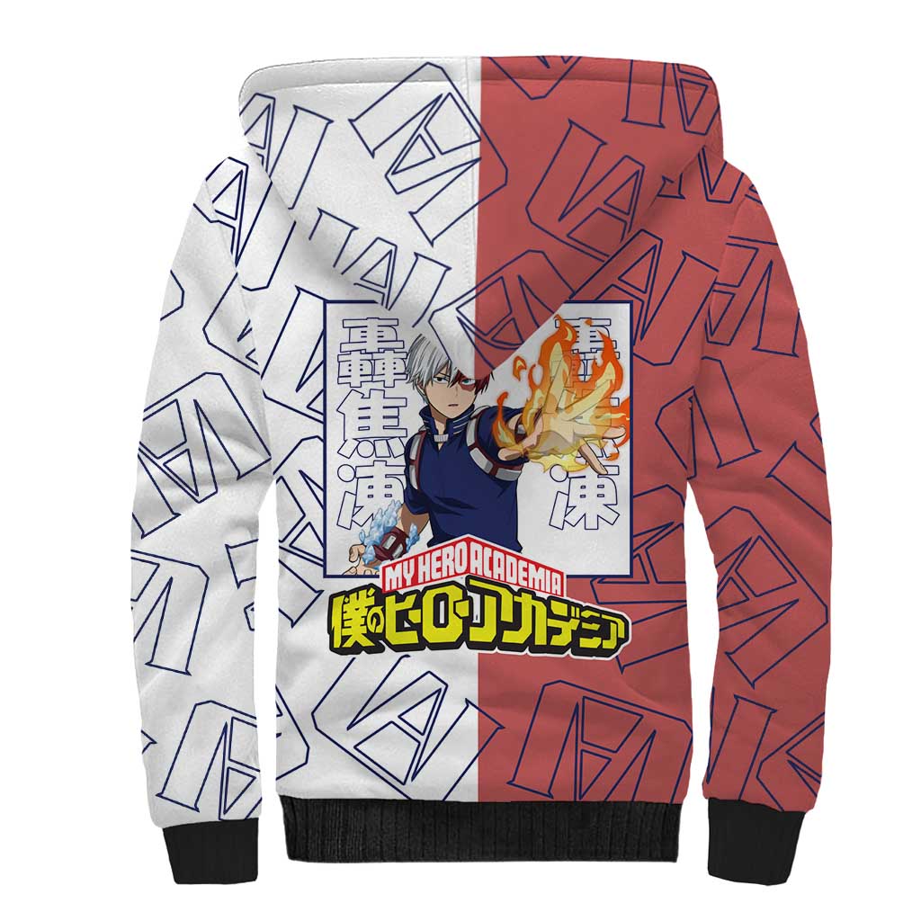 Shoto Todoroki Mix Emblem - My Hero Academia Sherpa Hoodie Anime Style