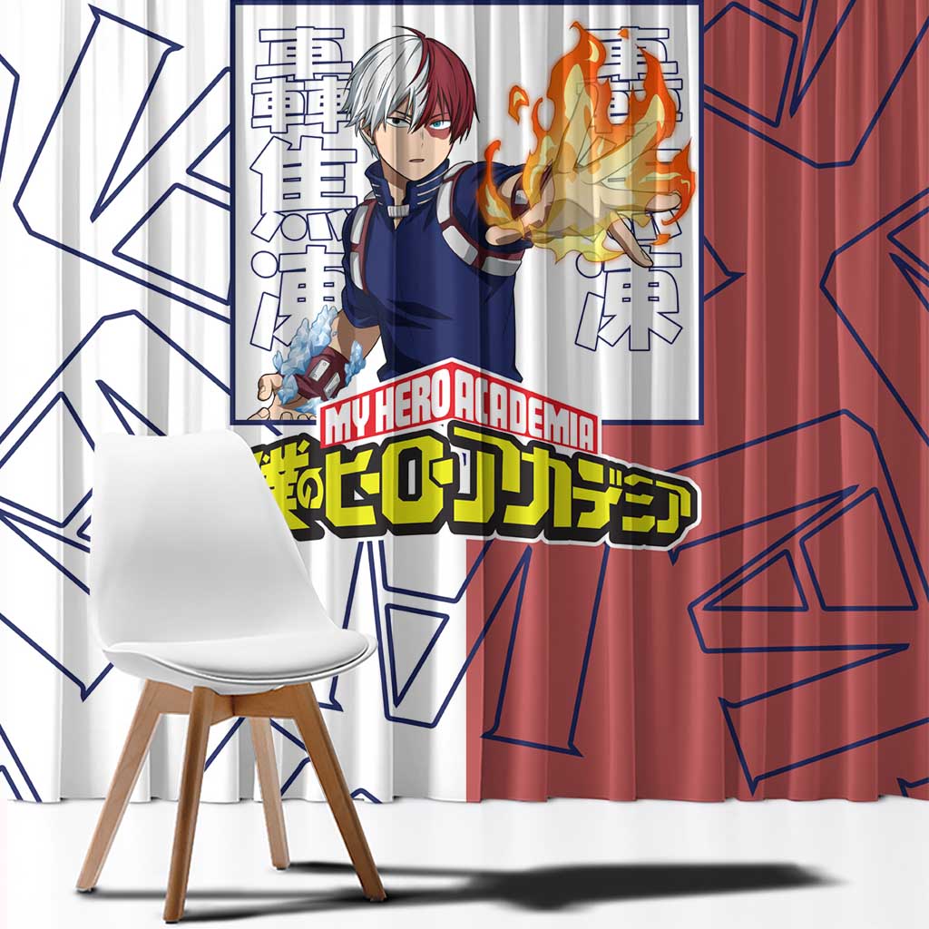 Shoto Todoroki Mix Emblem - My Hero Academia Window Curtain Anime Style