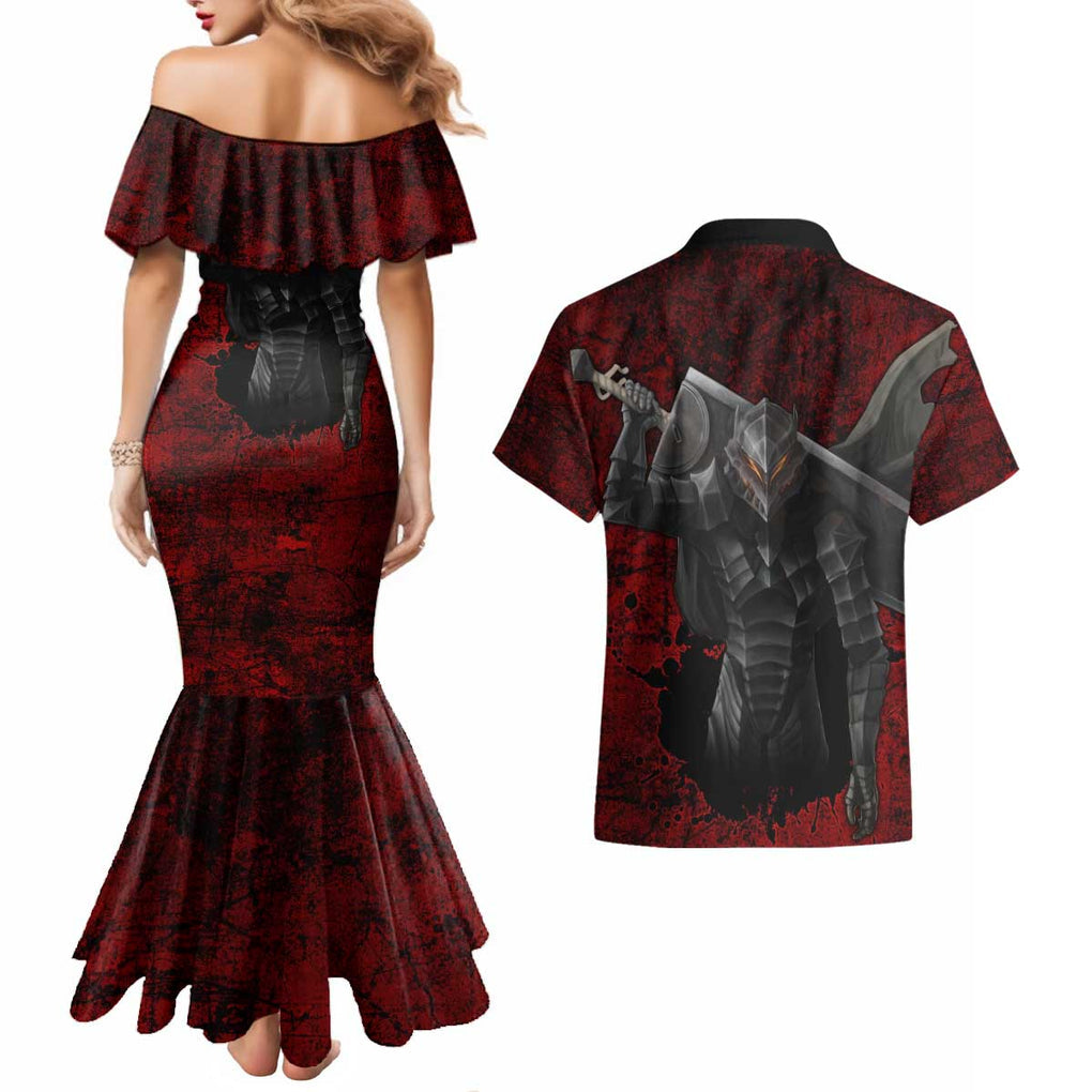 Guts - Berserk Couples Matching Mermaid Dress and Hawaiian Shirt Anime Mix Grunge Blood Style