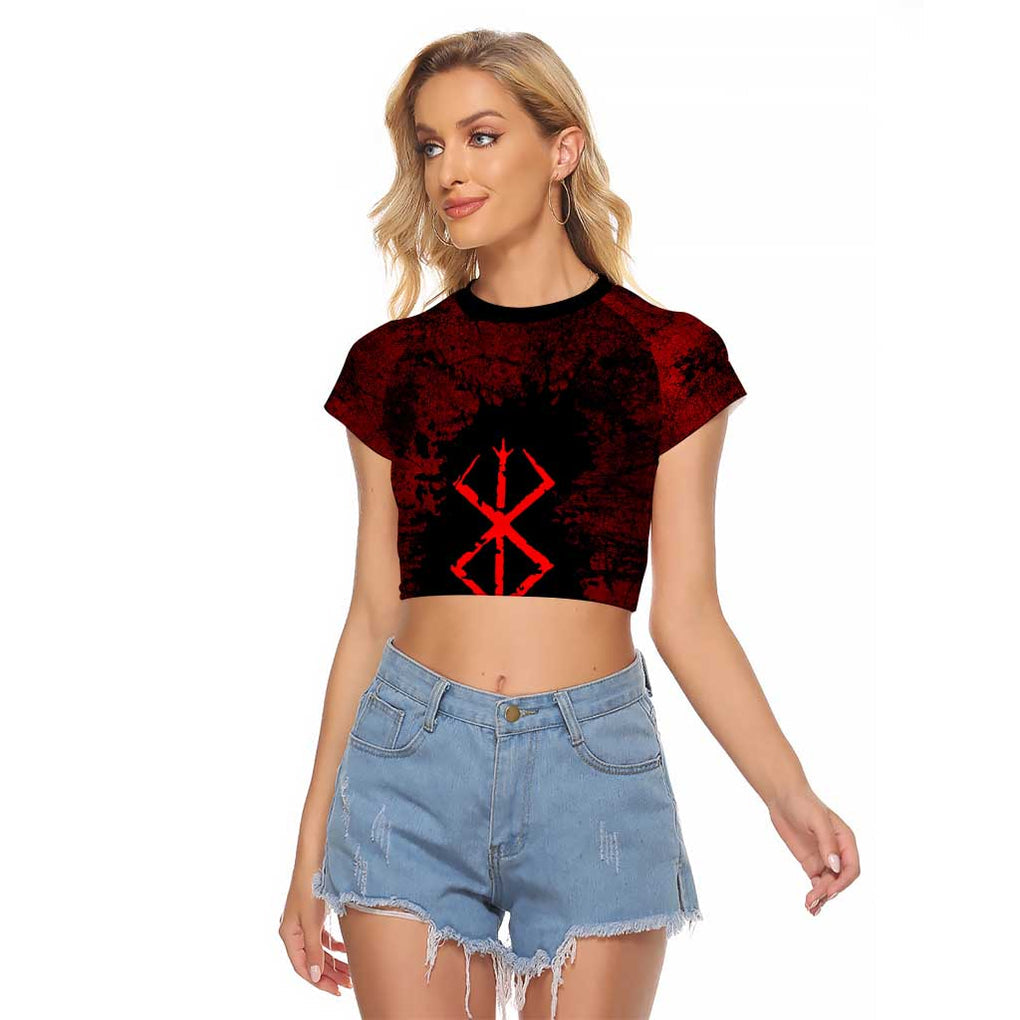 Guts - Berserk Raglan Cropped T Shirt Anime Mix Grunge Blood Style