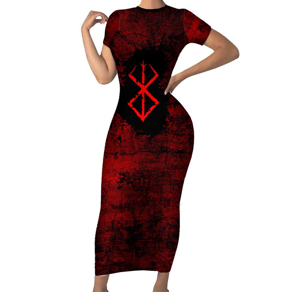 Guts - Berserk Short Sleeve Bodycon Dress Anime Mix Grunge Blood Style