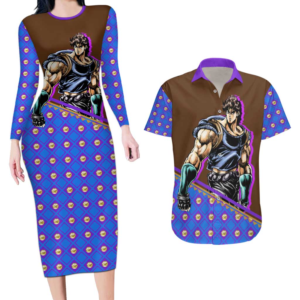 Jonathan Joestar - JoJo's Bizarre Adventure Couples Matching Long Sleeve Bodycon Dress and Hawaiian Shirt Anime Style