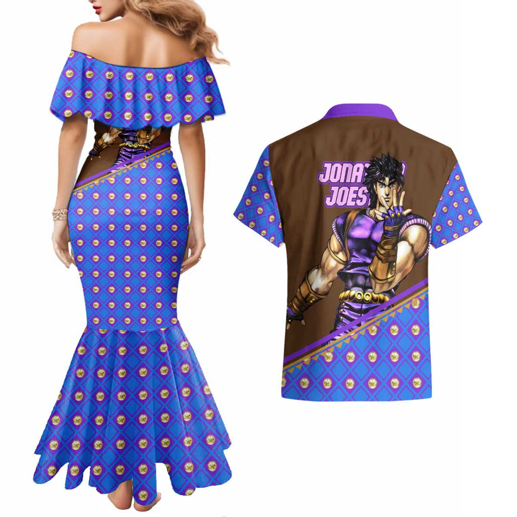 Jonathan Joestar - JoJo's Bizarre Adventure Couples Matching Mermaid Dress and Hawaiian Shirt Anime Style