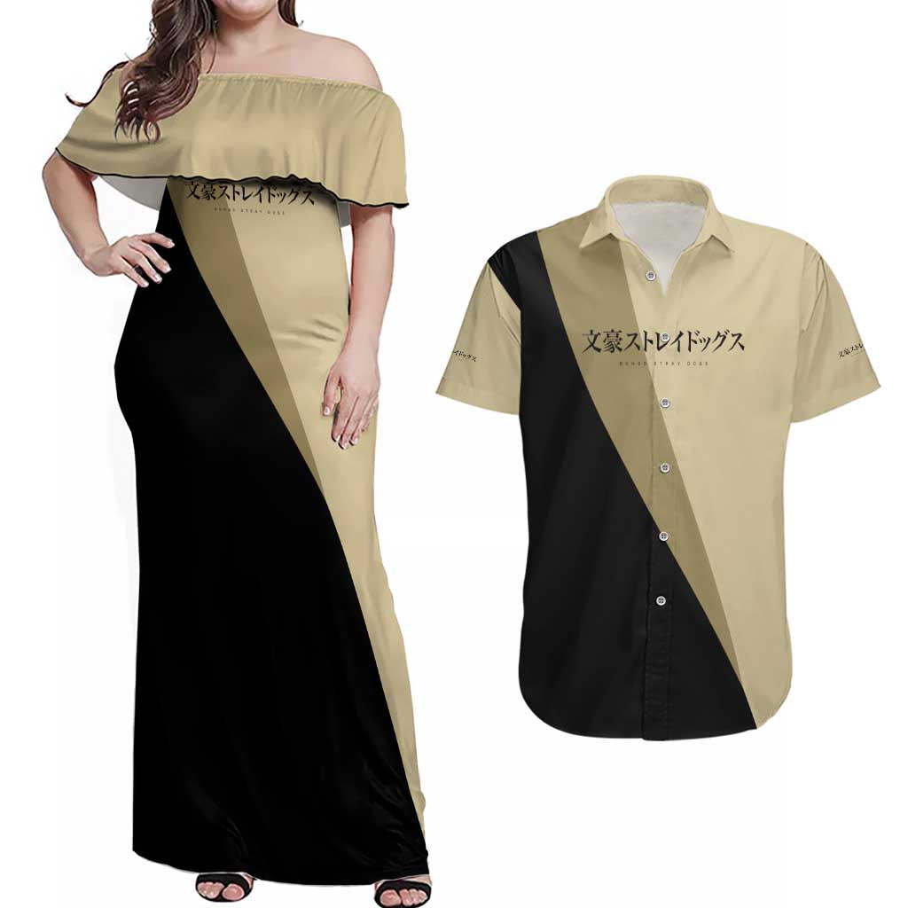 Osamu Dazai Couples Matching Off Shoulder Maxi Dress and Hawaiian Shirt Anime Style