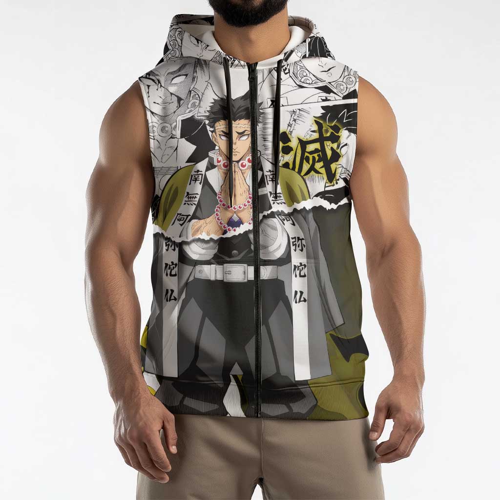 Guts and Casca Berserk Sleeveless Zip Hoodie with Dark Fantasy Battle-Ready Design - The Mazicc