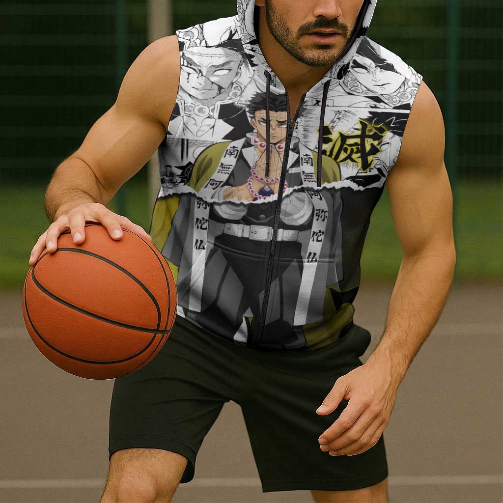 Guts and Casca Berserk Sleeveless Zip Hoodie with Dark Fantasy Battle-Ready Design - The Mazicc