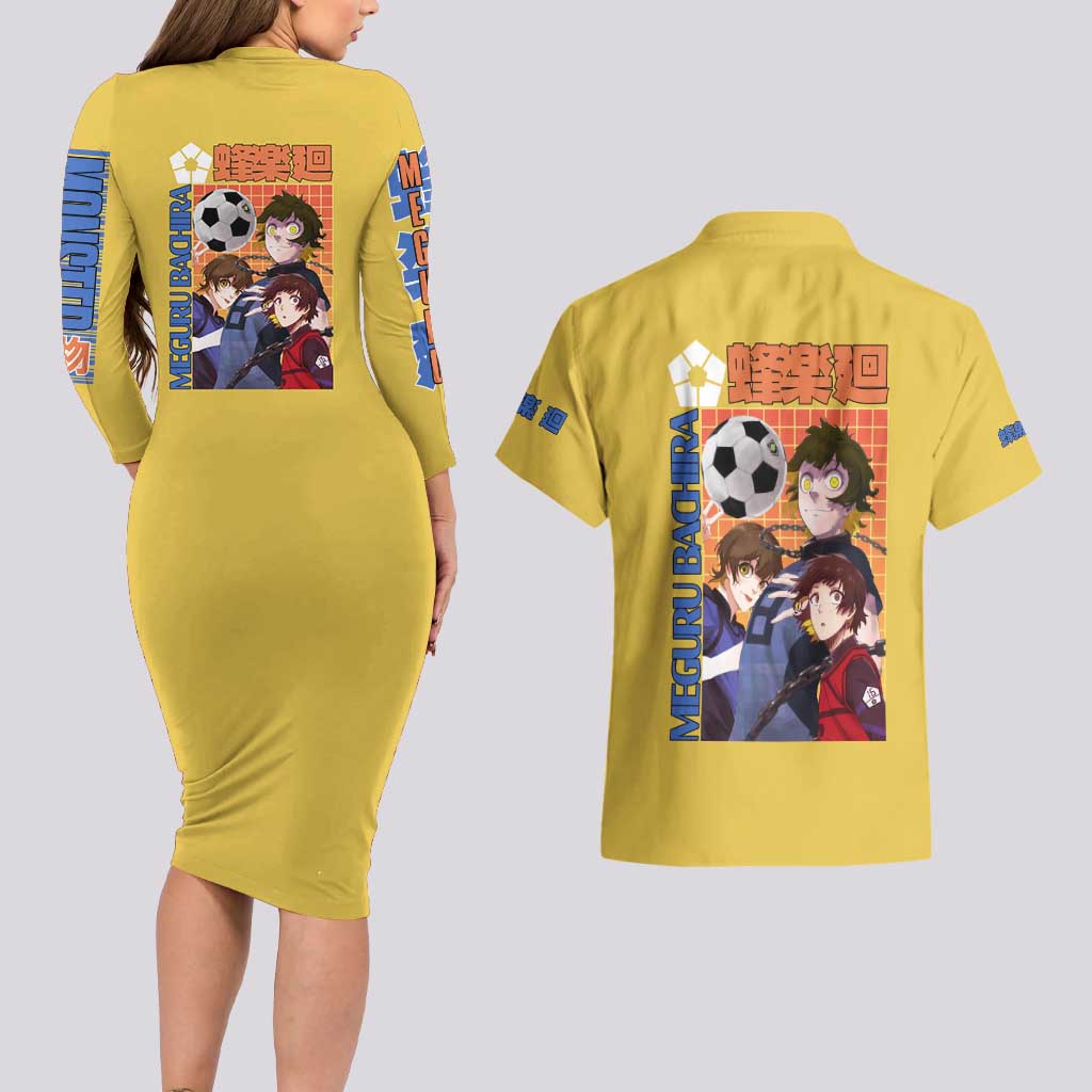 Meguru Bachira Blue Lock Couples Matching Long Sleeve Bodycon Dress and Hawaiian Shirt Japan Anime Style TS04