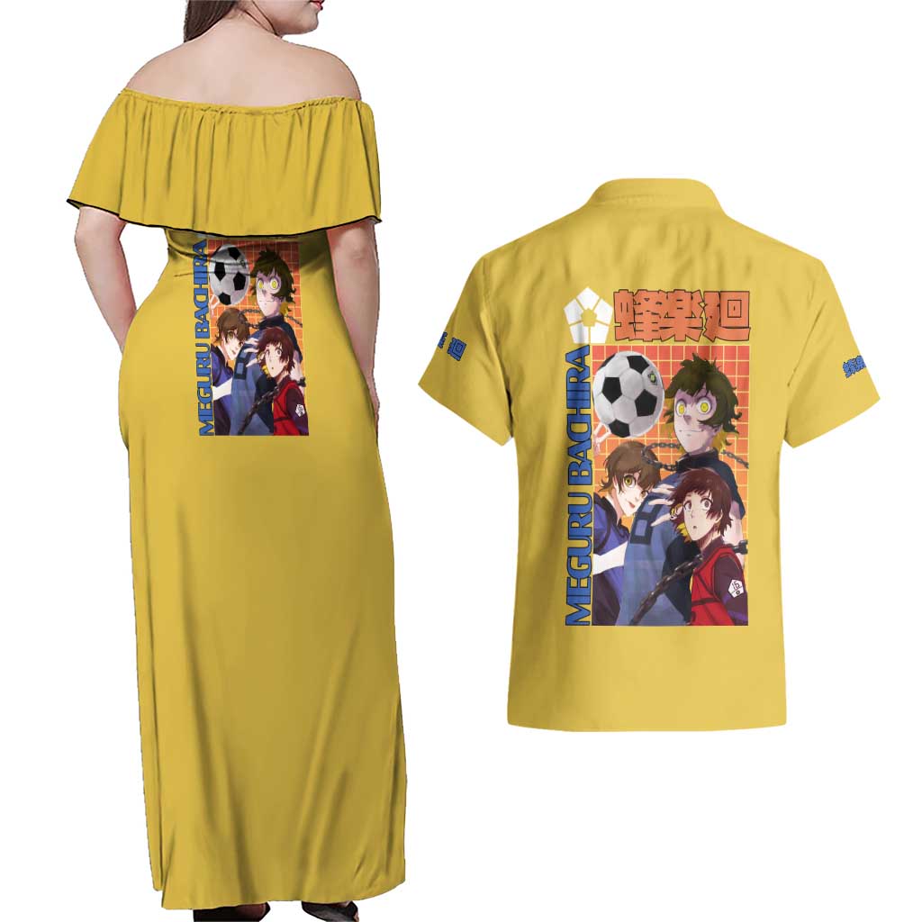 Meguru Bachira Blue Lock Couples Matching Off Shoulder Maxi Dress and Hawaiian Shirt Japan Anime Style TS04