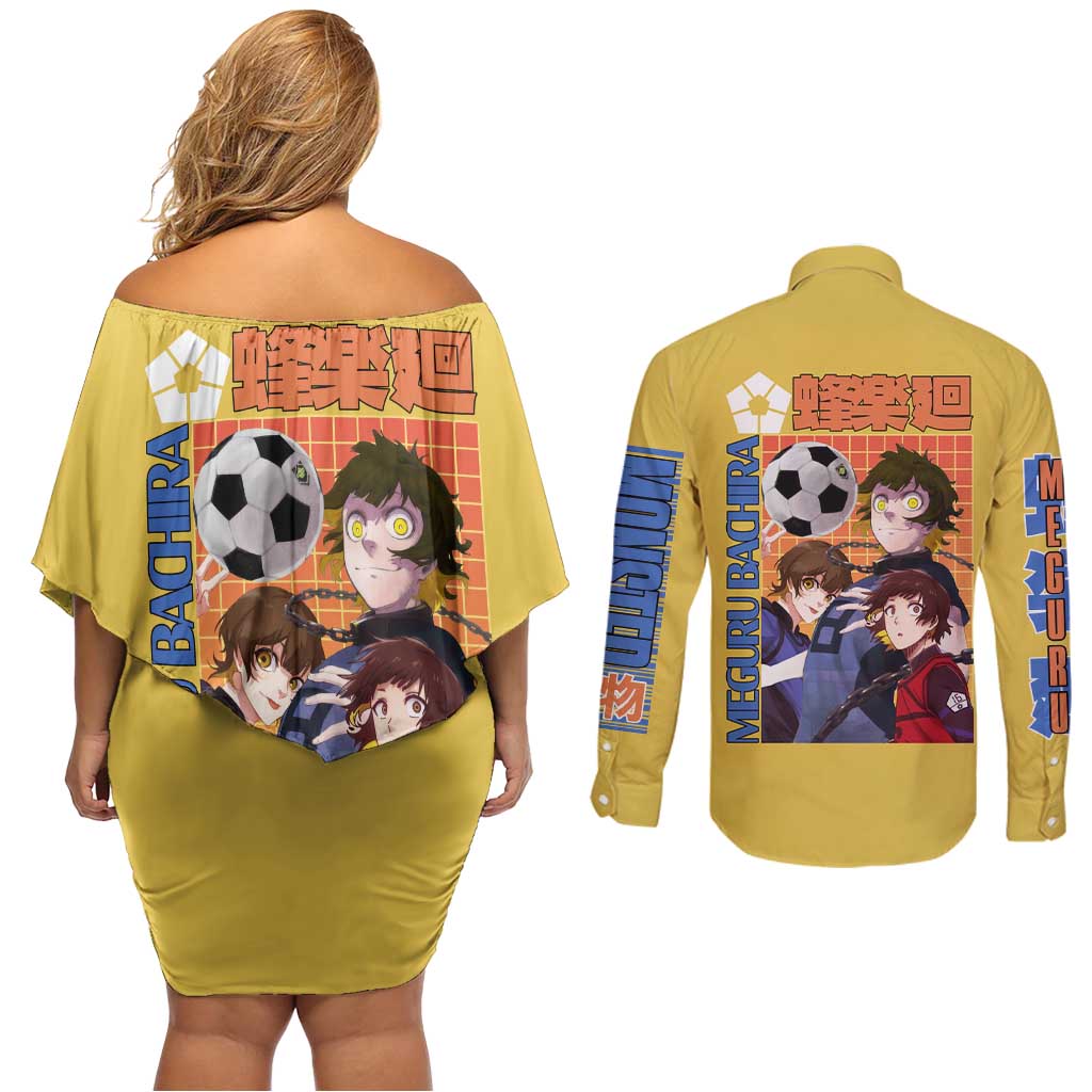 Meguru Bachira Blue Lock Couples Matching Off Shoulder Short Dress and Long Sleeve Button Shirt Japan Anime Style TS04