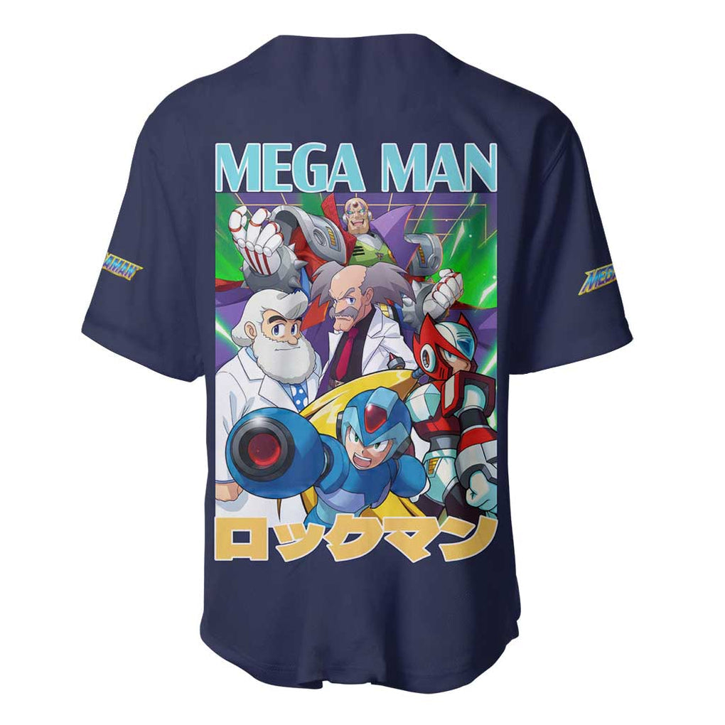 Mega Man Baseball Jersey Anime Style