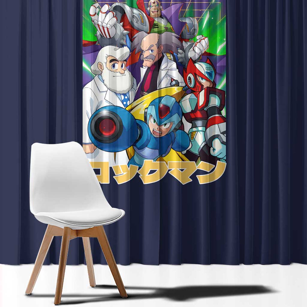 Mega Man Window Curtain Anime Style