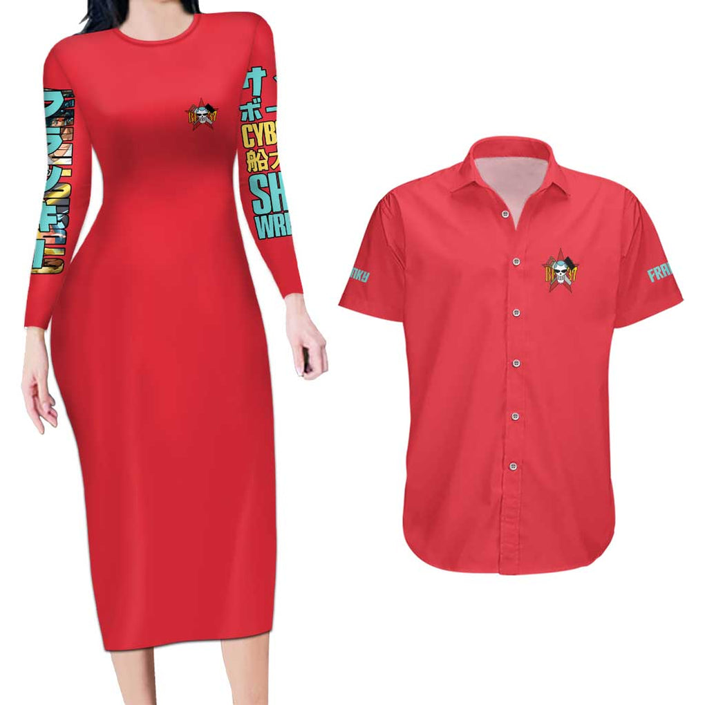 Franky V2 One Piece Couples Matching Long Sleeve Bodycon Dress and Hawaiian Shirt Anime Style