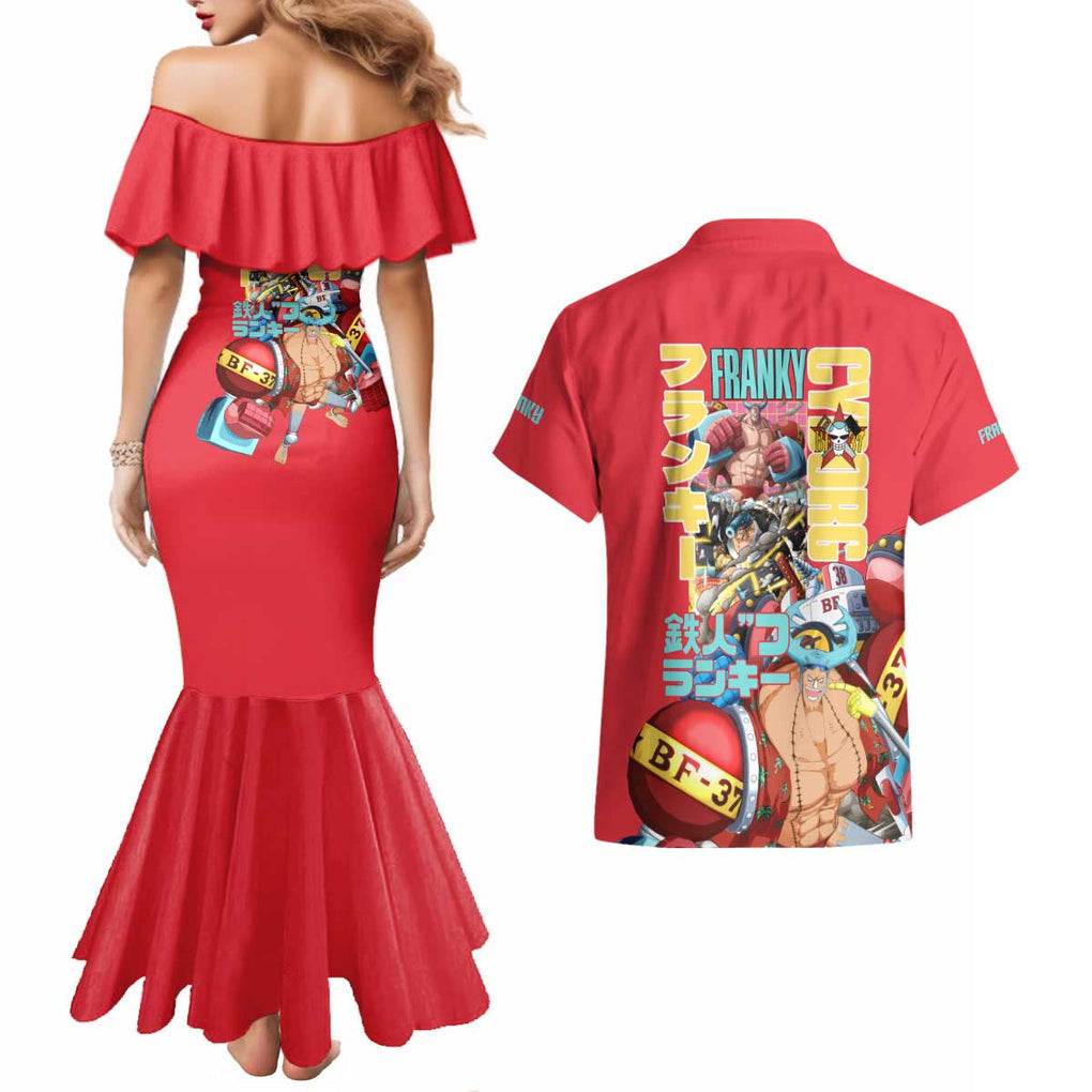 Franky V2 One Piece Couples Matching Mermaid Dress and Hawaiian Shirt Anime Style