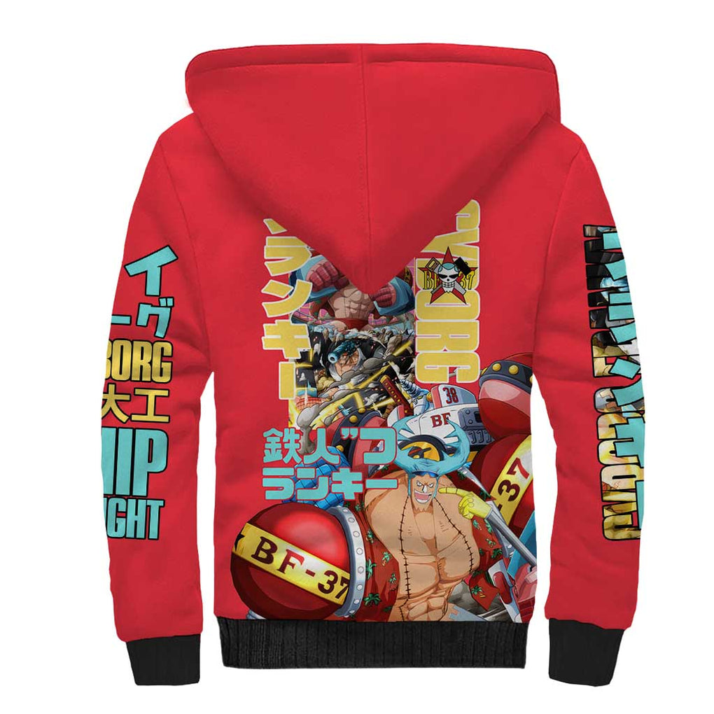 Franky V2 One Piece Sherpa Hoodie Anime Style