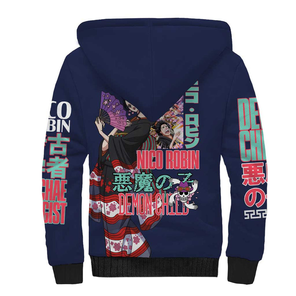 Nico Robin V2 One Piece Sherpa Hoodie Anime Style
