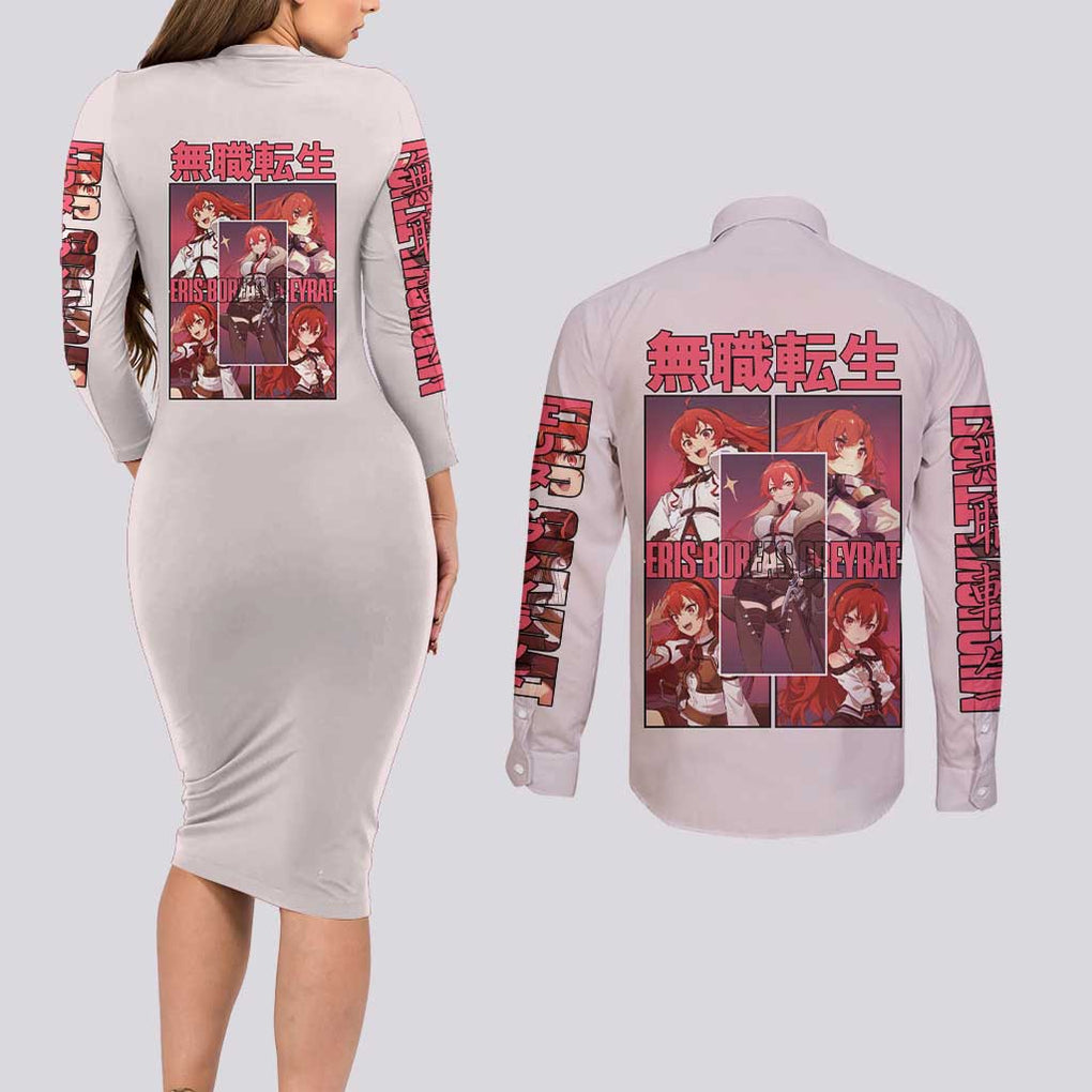 Eris Boreas Greyrat Mushoku Tensei Couples Matching Long Sleeve Bodycon Dress and Long Sleeve Button Shirt Anime Style