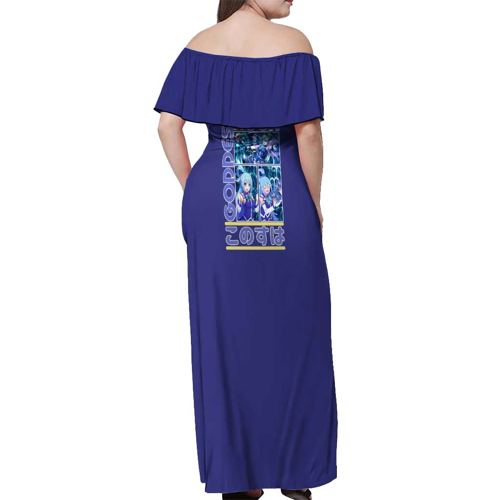 Aqua Konosuba Streetwear Off Shoulder Maxi Dress Anime Style - The Mazicc