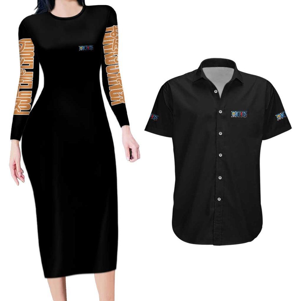 Old Generation Yonko One Piece Couples Matching Long Sleeve Bodycon Dress and Hawaiian Shirt Anime Style