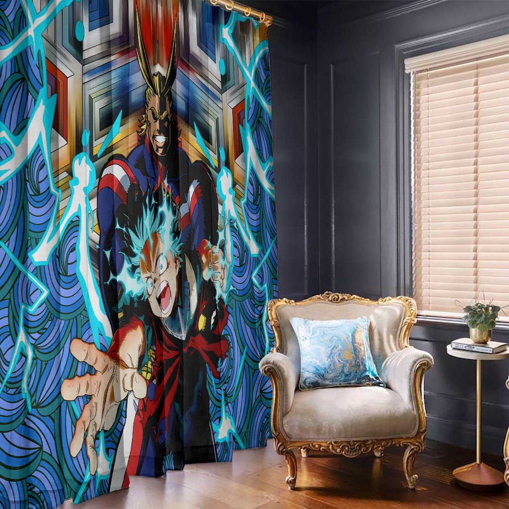 Trippy Deku x All Might My Hero Academia Window Curtain Trippy Style