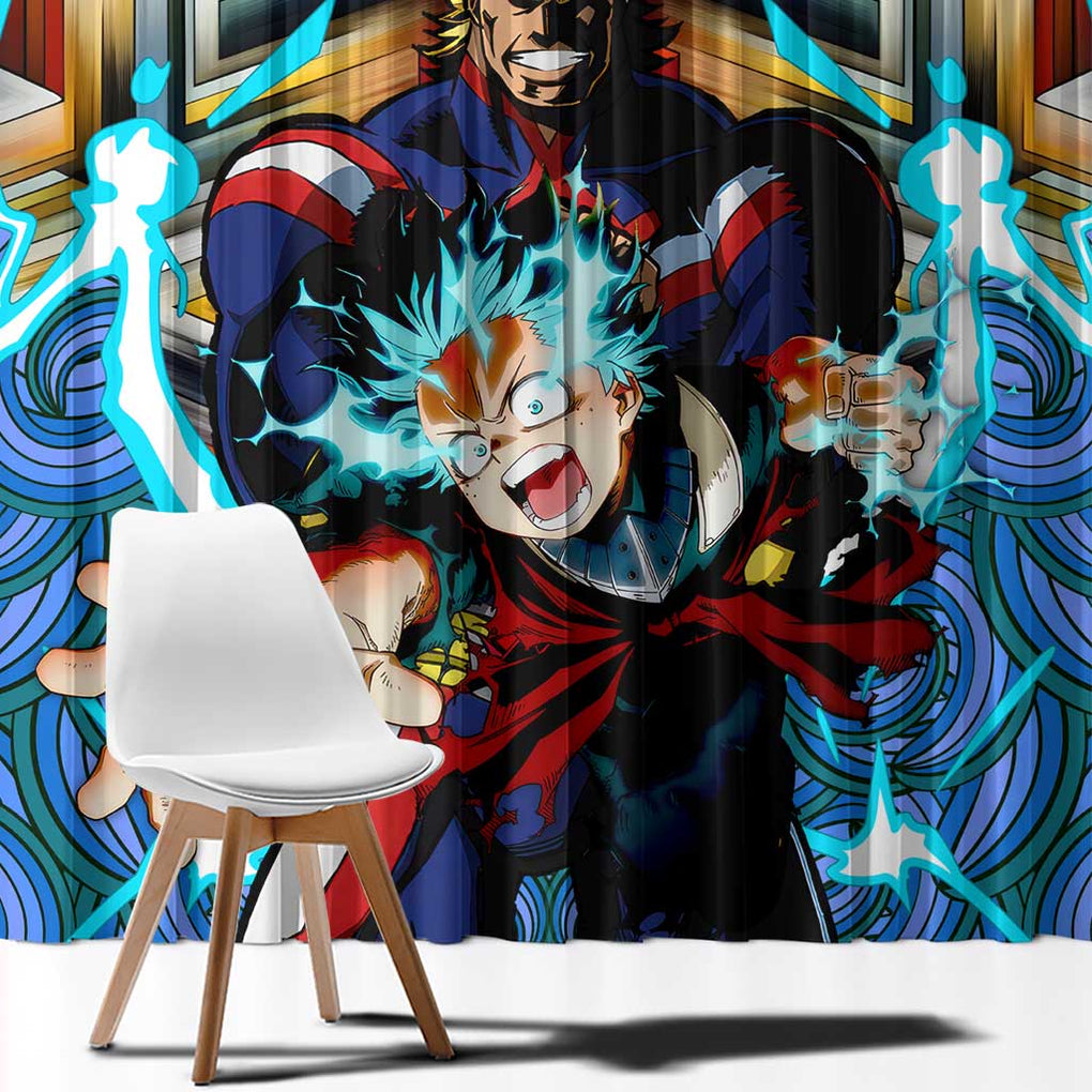 Trippy Deku x All Might My Hero Academia Window Curtain Trippy Style