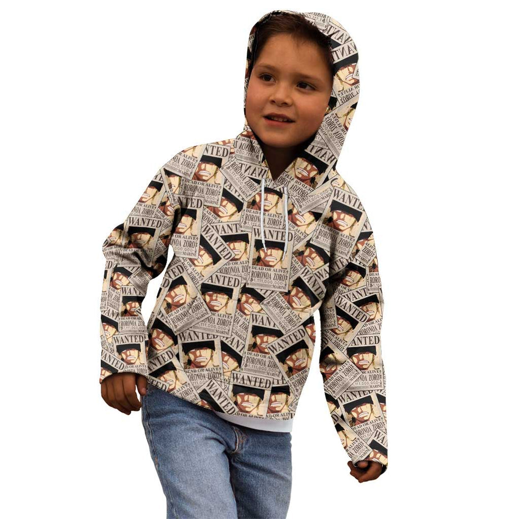 Roronoa Zoro Wanted - One Piece Kid Hoodie Anime Style