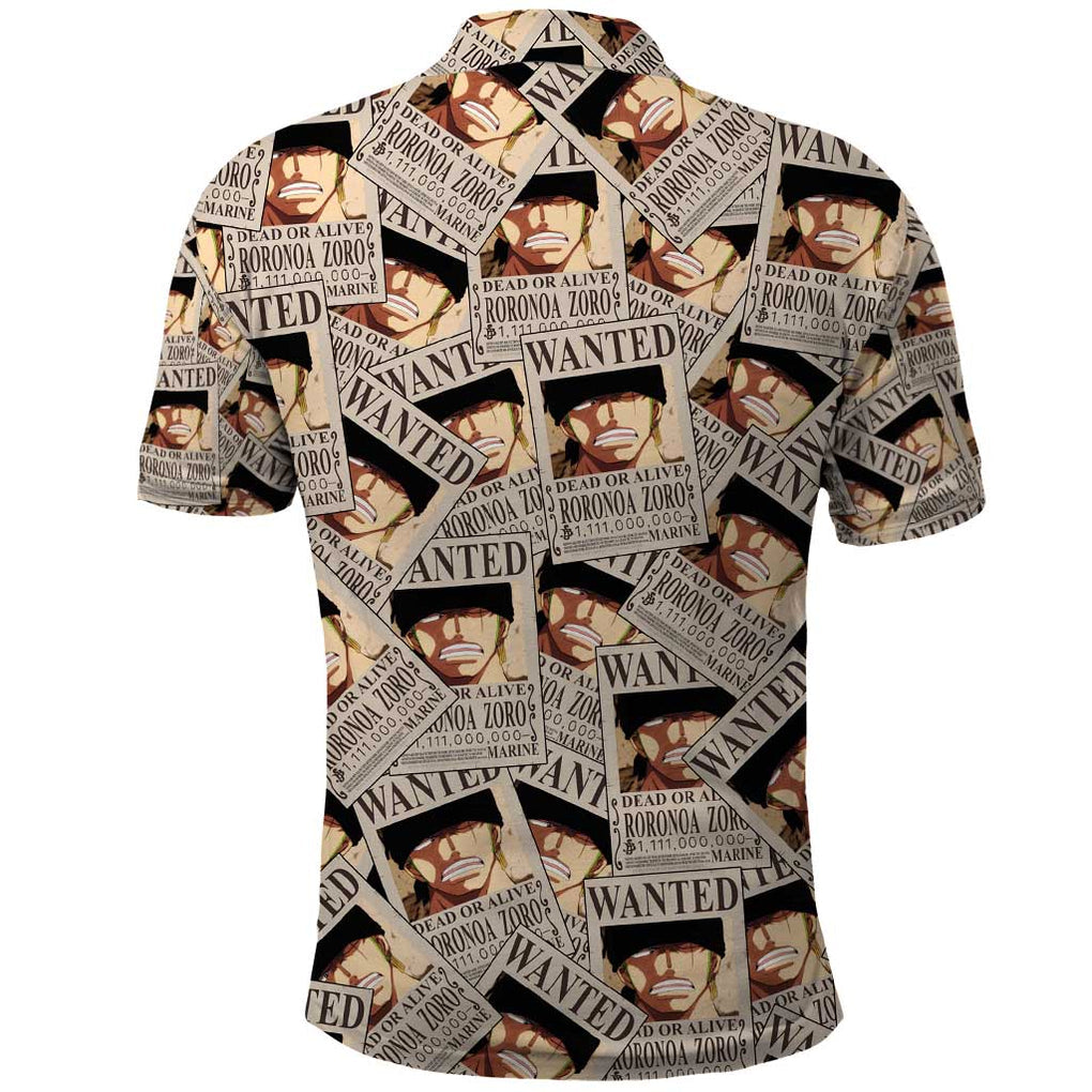 Roronoa Zoro Wanted - One Piece Polo Shirt Anime Style