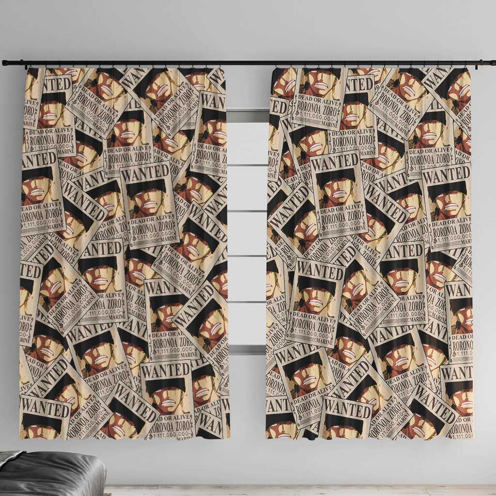 Roronoa Zoro Wanted - One Piece Window Curtain Anime Style