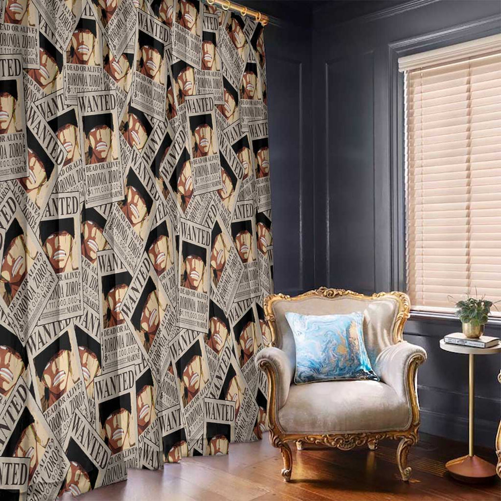 Roronoa Zoro Wanted - One Piece Window Curtain Anime Style