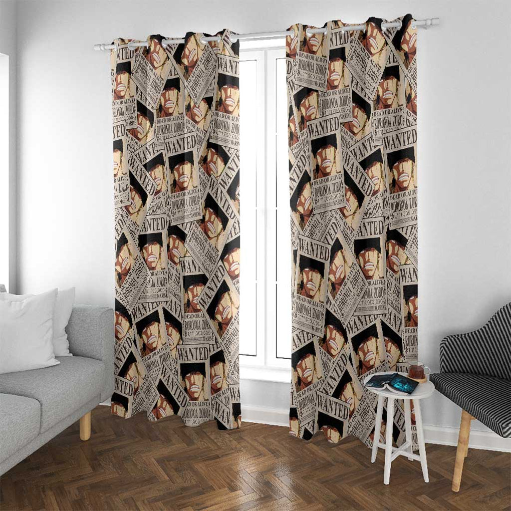 Roronoa Zoro Wanted - One Piece Window Curtain Anime Style