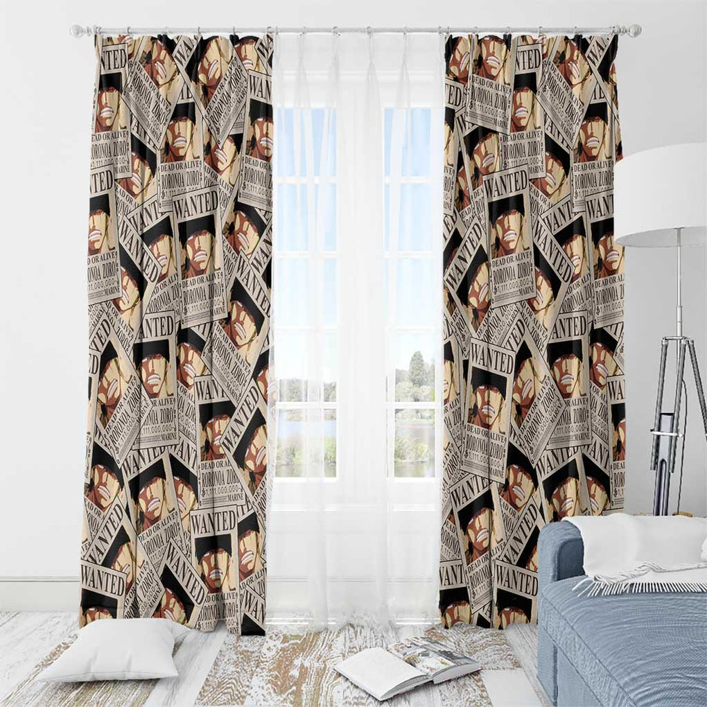 Roronoa Zoro Wanted - One Piece Window Curtain Anime Style