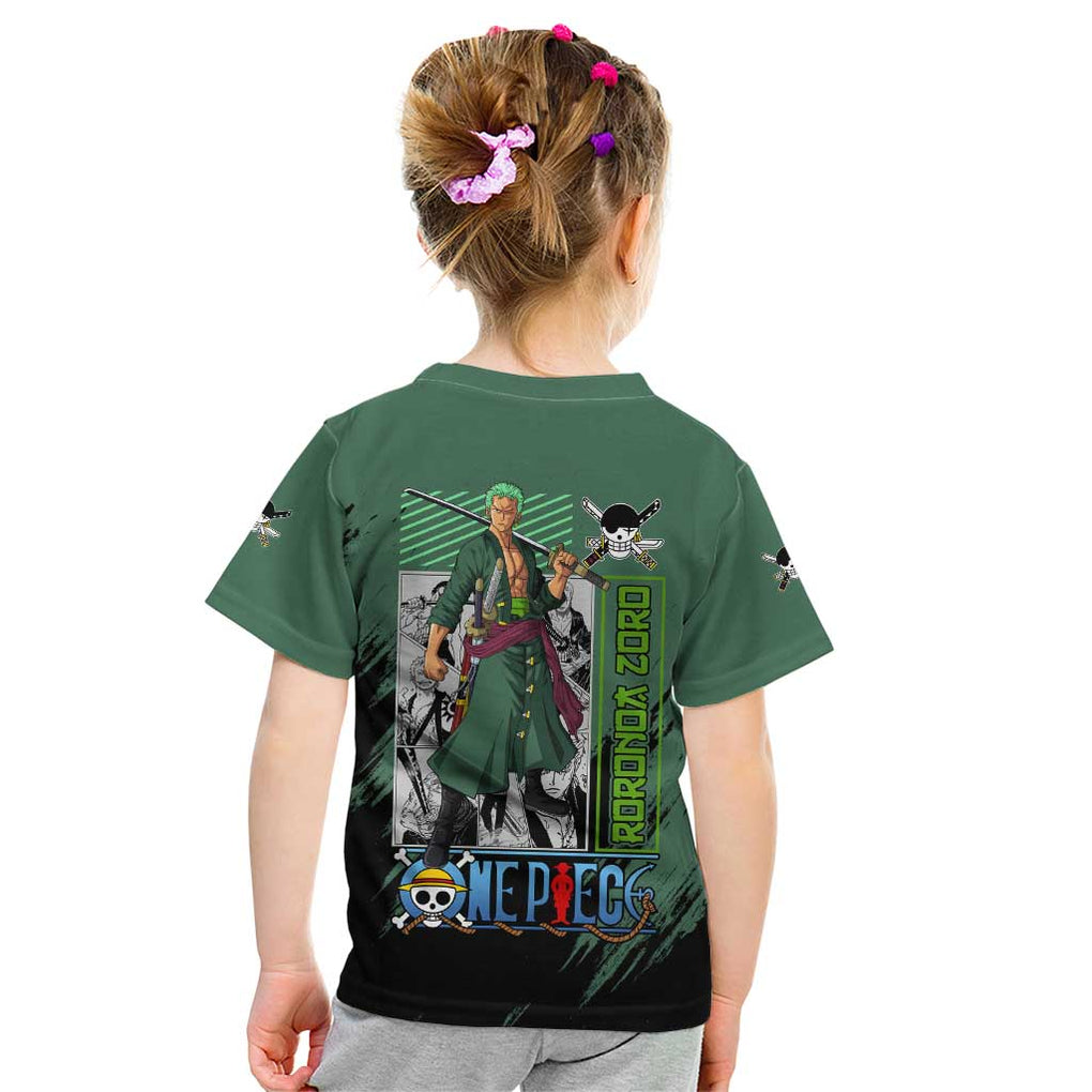 Roronoa Zoro Mix Manga - One Piece Kid T Shirt Anime Style