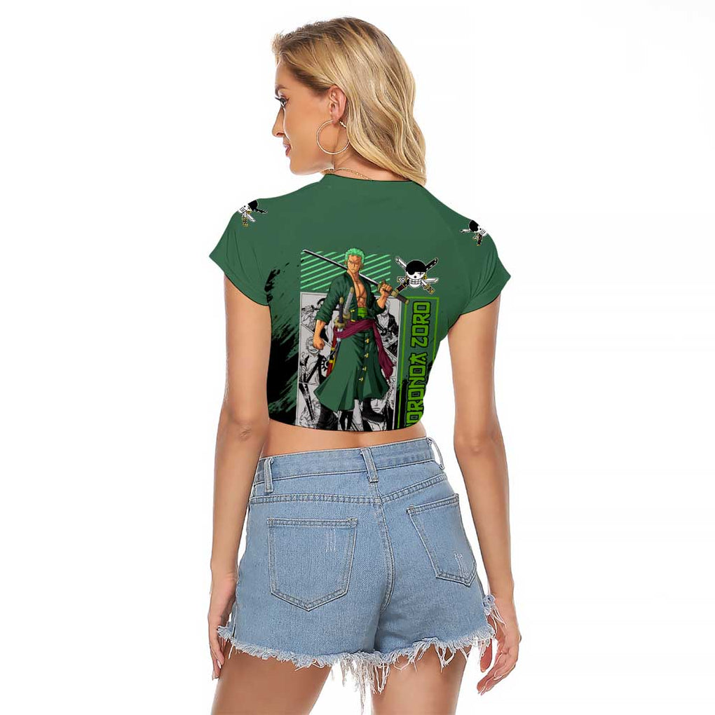 Roronoa Zoro Mix Manga - One Piece Raglan Cropped T Shirt Anime Style