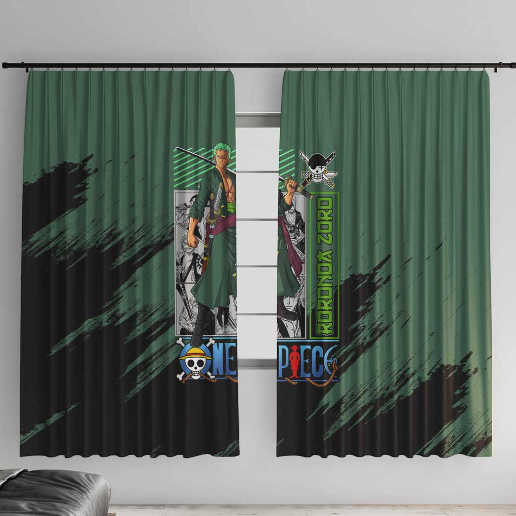 Roronoa Zoro Mix Manga - One Piece Window Curtain Anime Style