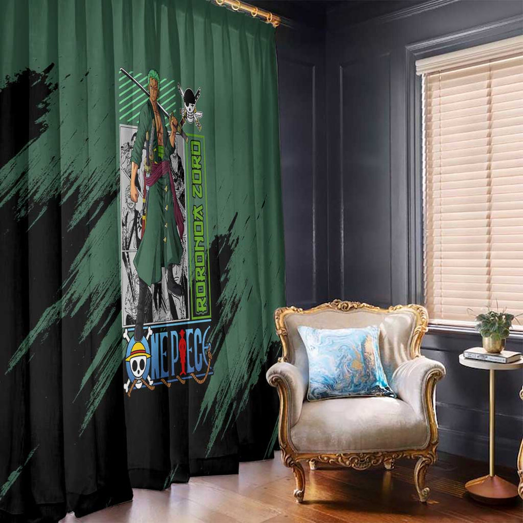 Roronoa Zoro Mix Manga - One Piece Window Curtain Anime Style