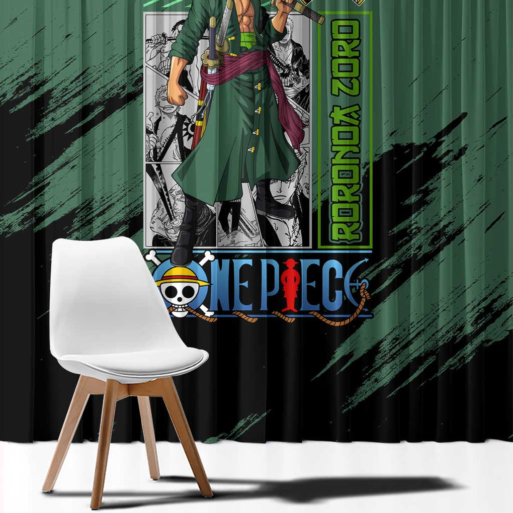Roronoa Zoro Mix Manga - One Piece Window Curtain Anime Style
