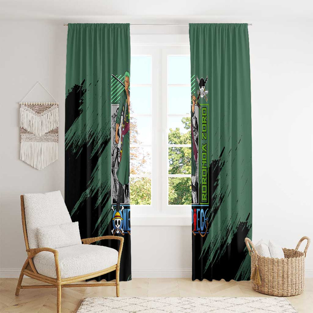 Roronoa Zoro Mix Manga - One Piece Window Curtain Anime Style
