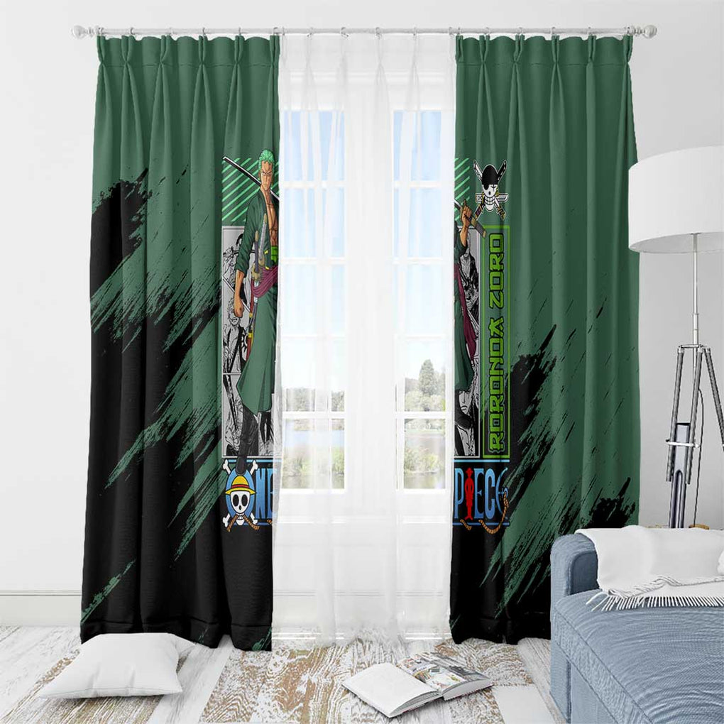 Roronoa Zoro Mix Manga - One Piece Window Curtain Anime Style
