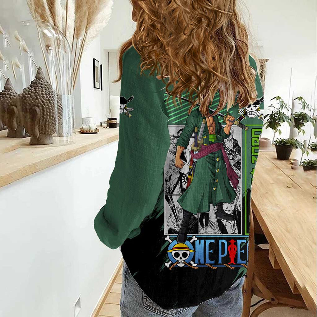 Roronoa Zoro Mix Manga - One Piece Women Casual Shirt Anime Style