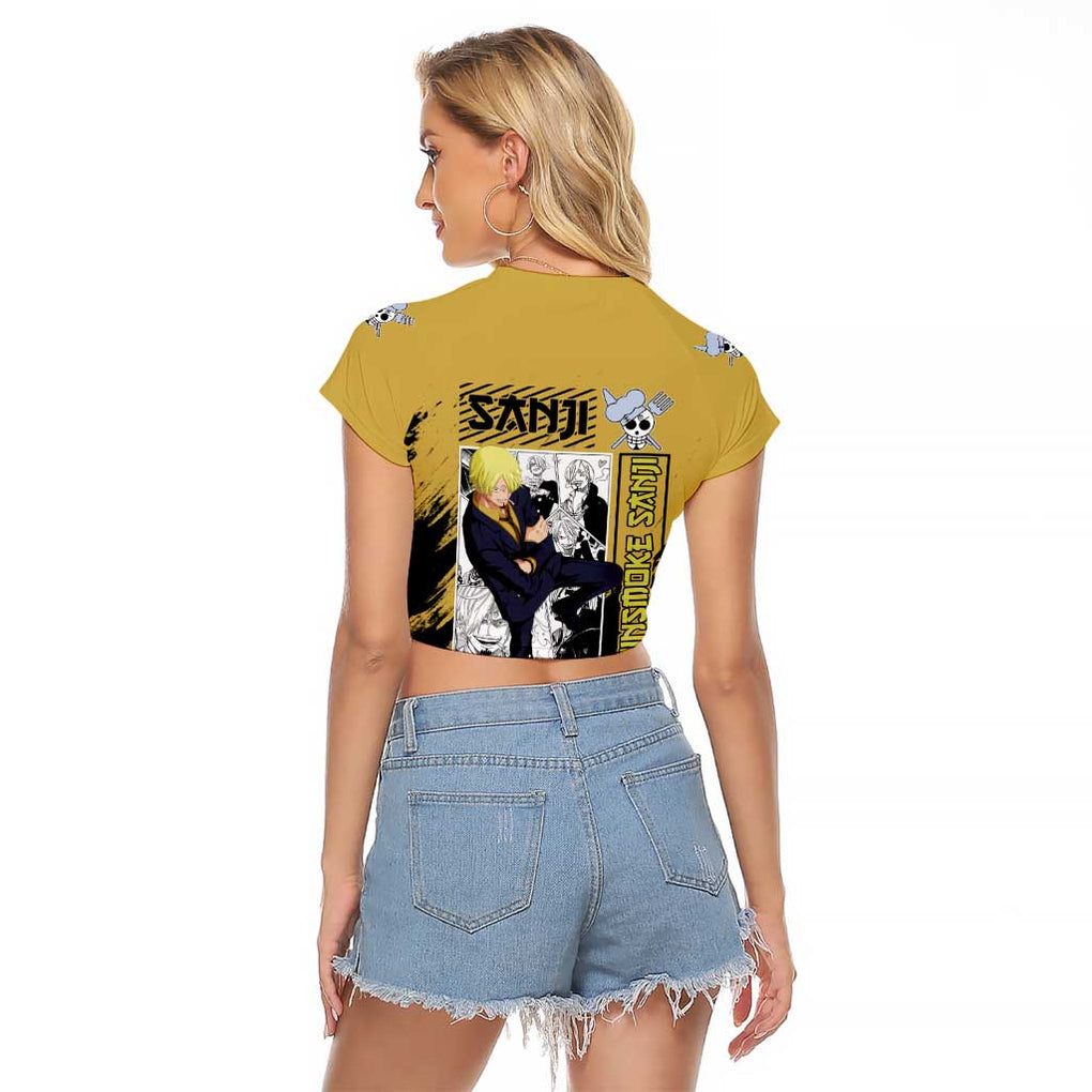 Sanji Mix Manga - One Piece Raglan Cropped T Shirt Anime Style