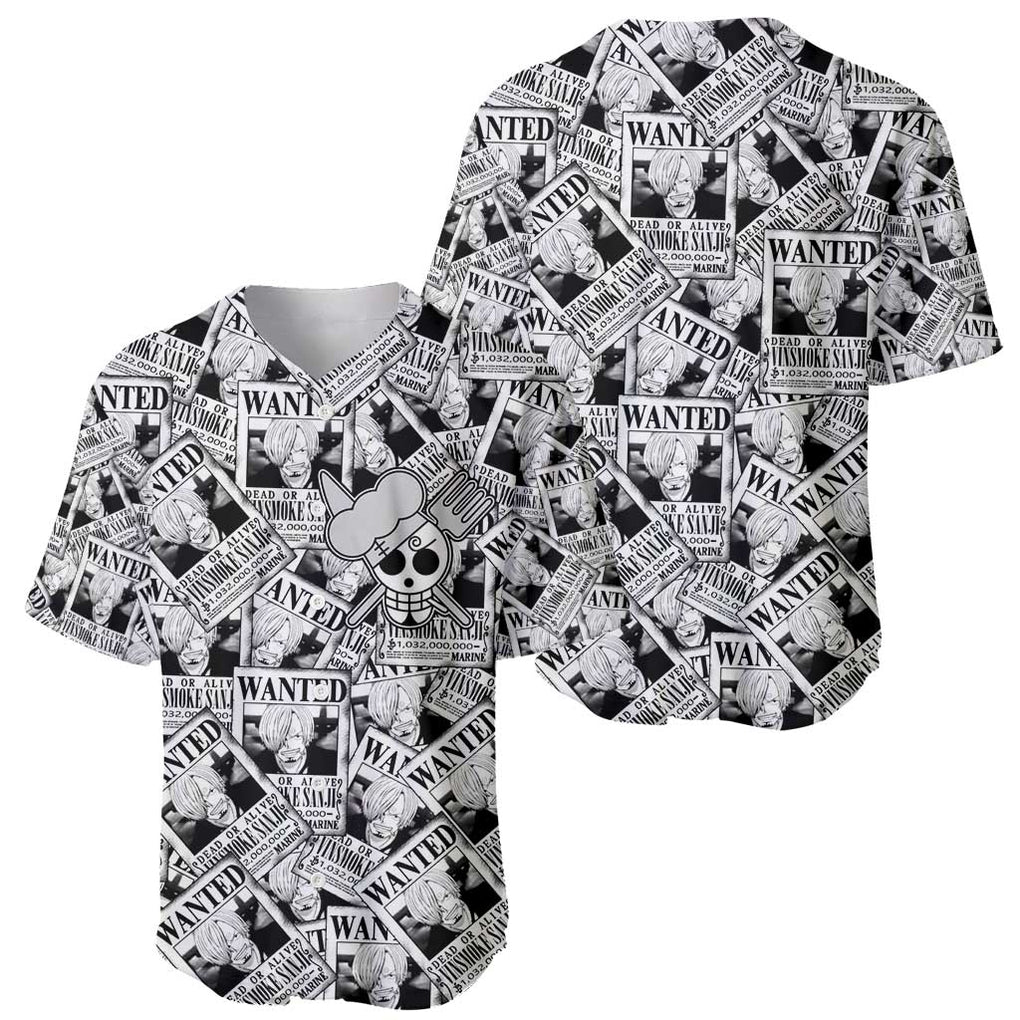 Sanji Wanted - One Piece Baseball Jersey Anime Style