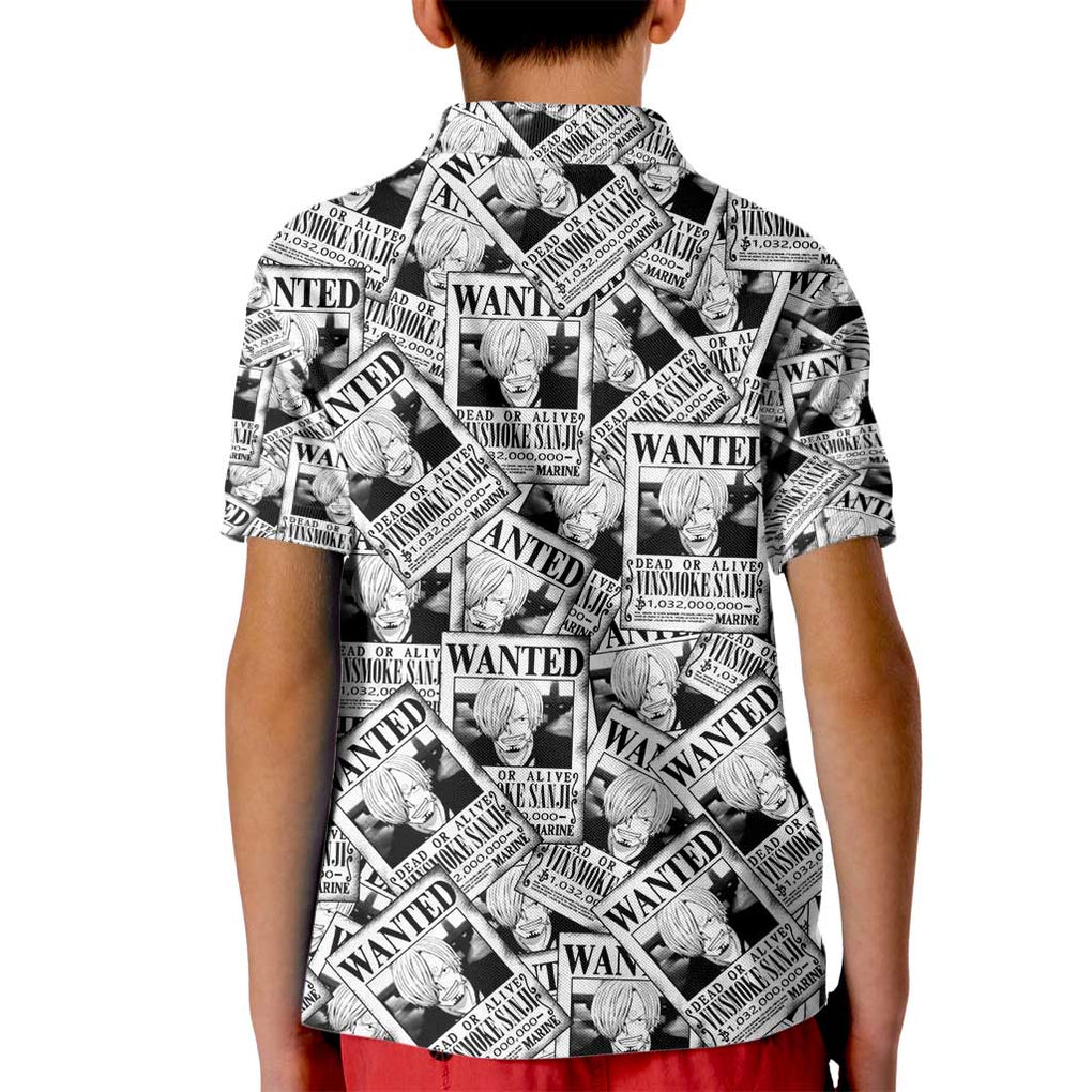 Sanji Wanted - One Piece Kid Polo Shirt Anime Style